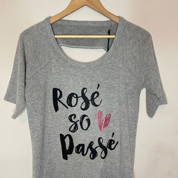 NWT CHASER Rosé so Passé Open Back Short Cut-Off Sleeve Cozy Top, Medium - Picture 2 of 5